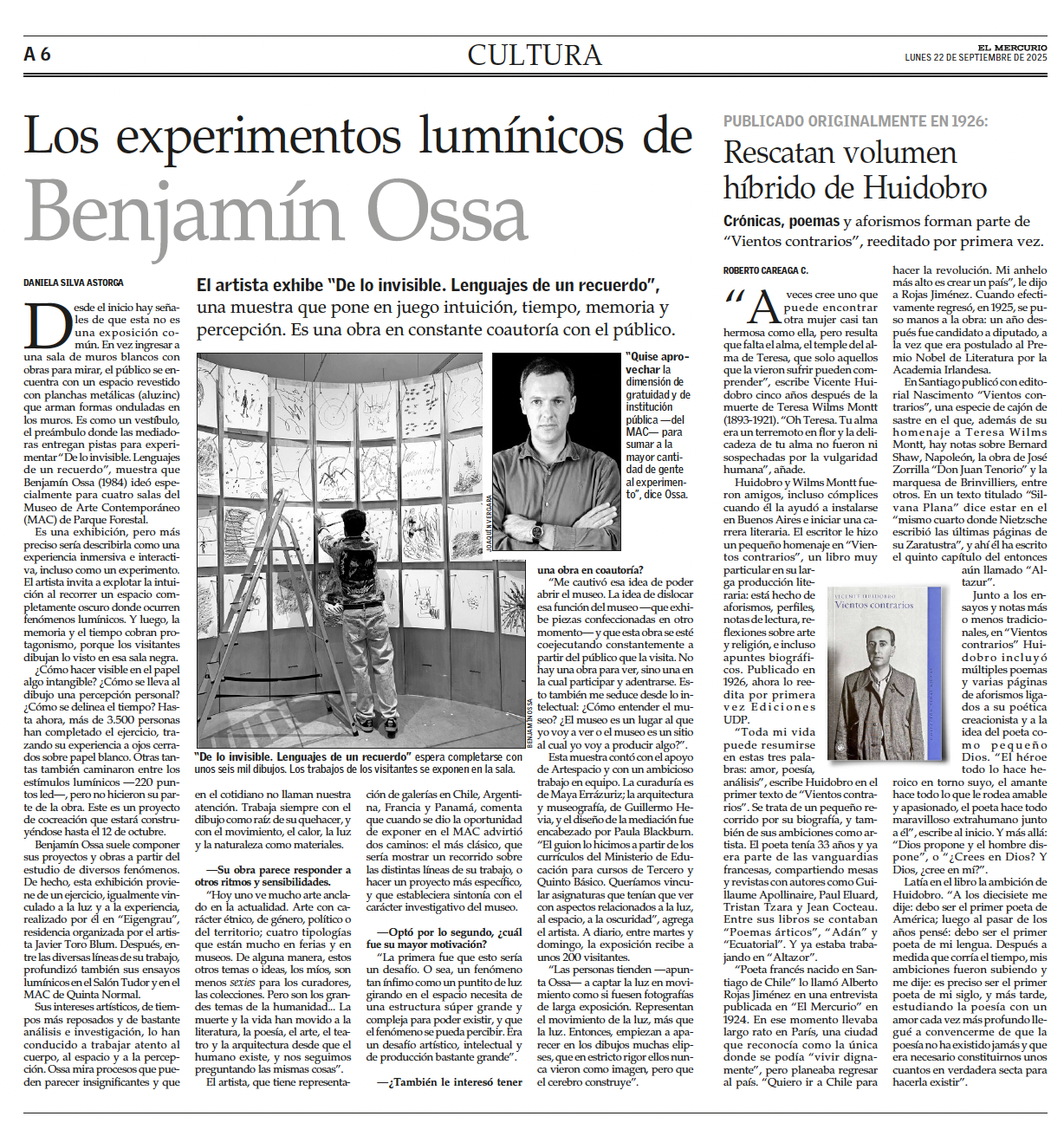 Los experimentos lum&iacute;nicos de Benjam&iacute;n Ossa EL MERCURIO