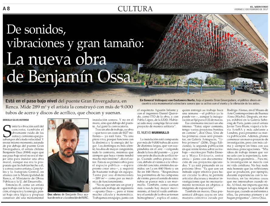 De sonidos, vibraciones y gran tama&ntilde;o: La nueva obra de Benjam&iacute;n Ossa